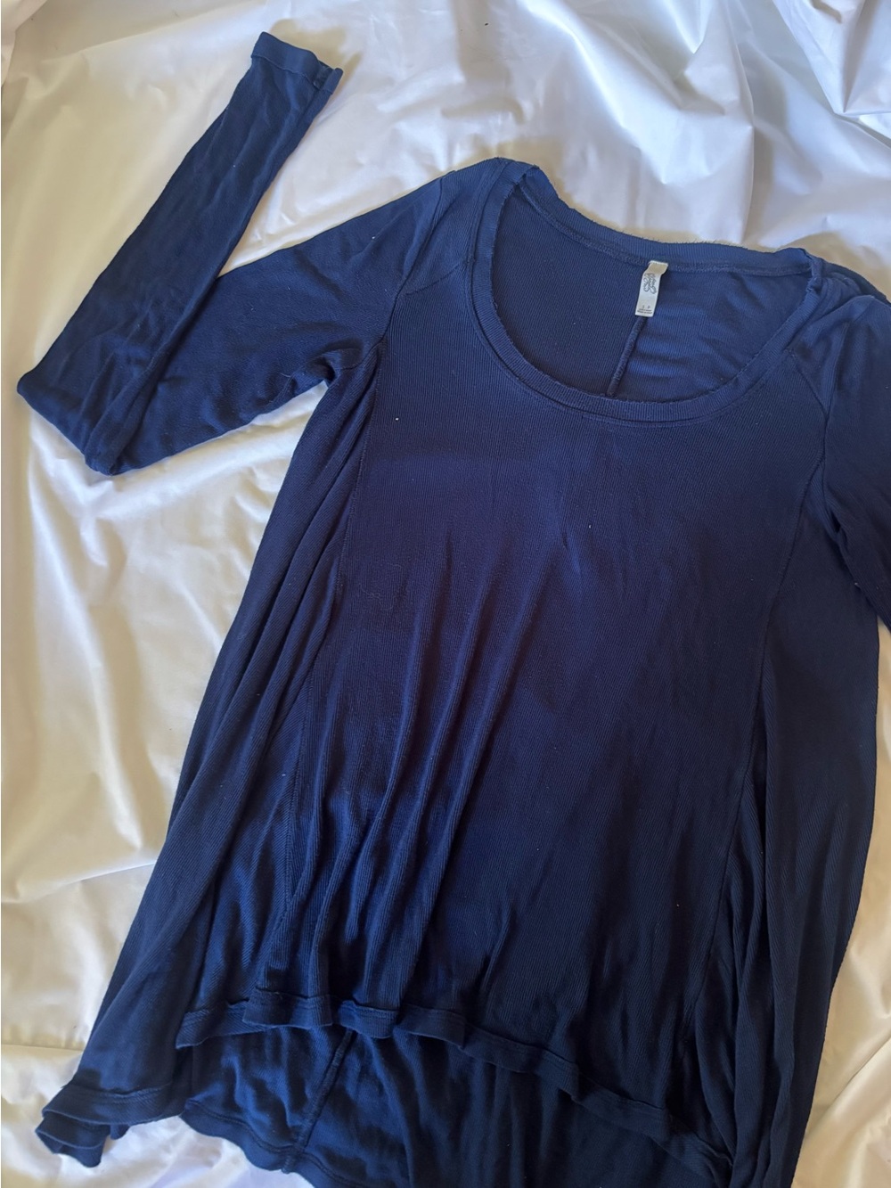 Free People Navy Flowing Long Sleeve Top | Small